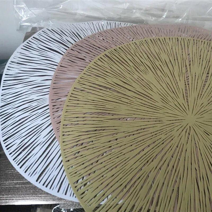 Round Hollow PVC Placemats For Kitchen Dinning Table Mat Insulation Pads Drink Coffee Cup Coasters Hotel Restaurant Home Decor-Arlik interiors