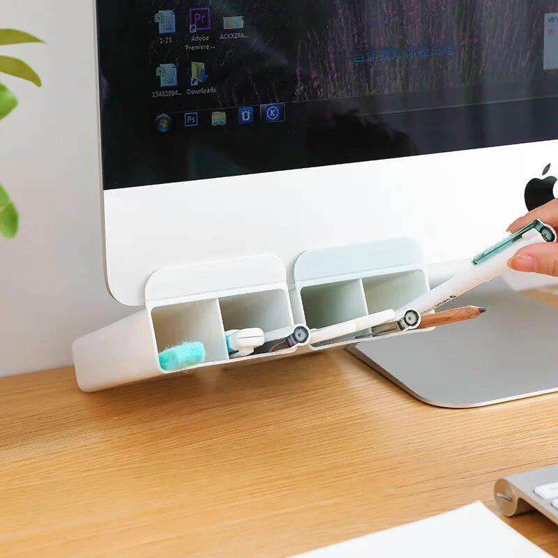 Pen Box Stick On Desktop Brush Pot Plastic Pen Holder Container Makeup Stationery Storage Holder for Home Office Decor-Arlik interiors