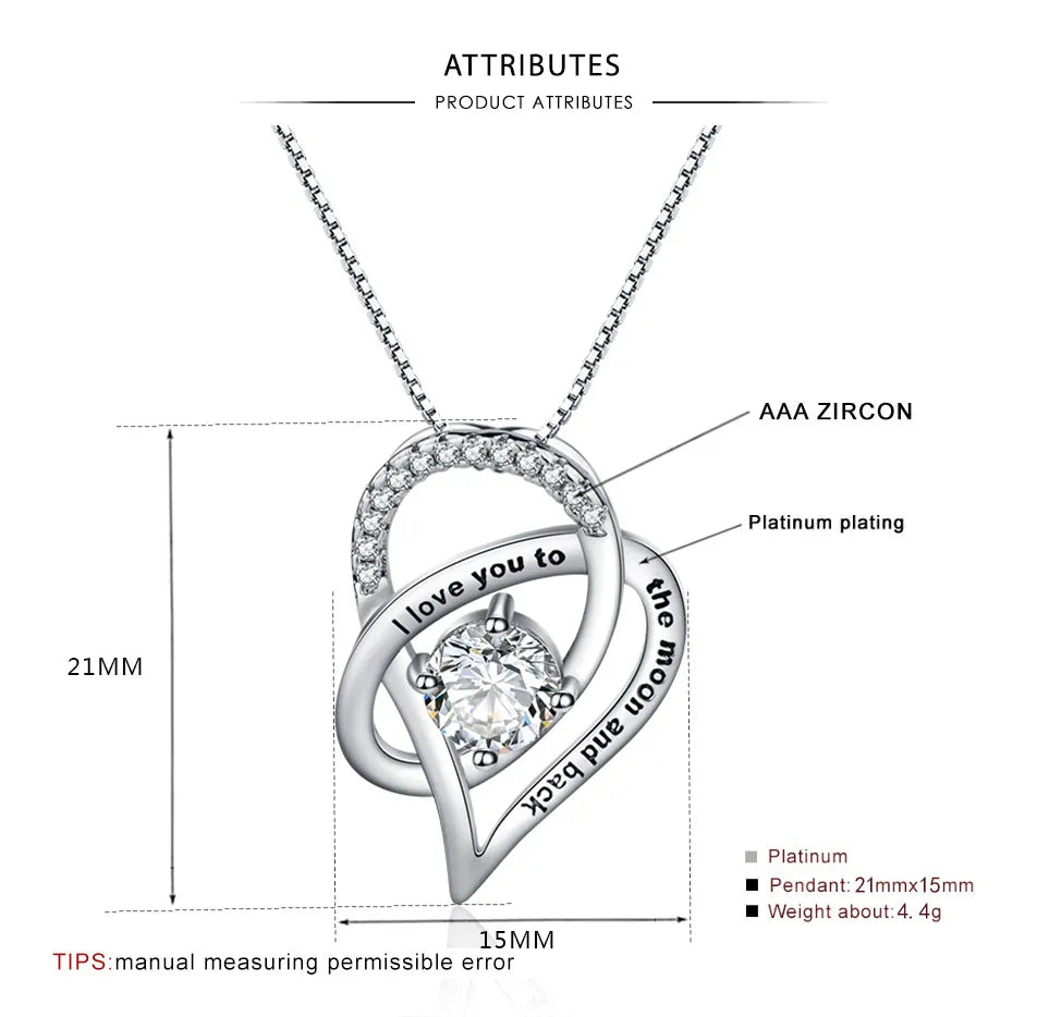 Mother Necklace Women Jewellry Mother's Day Gift "i love you to the moon and back" Heart Necklaces To My Mom Birthday-Arlik interiors