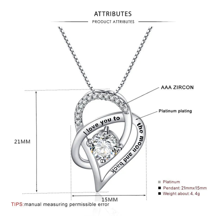 Mother Necklace Women Jewellry Mother's Day Gift "i love you to the moon and back" Heart Necklaces To My Mom Birthday-Arlik interiors