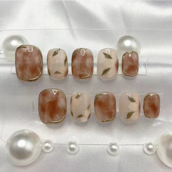 Handmade Camellia Wearing Nail Art Fake Nails Removable BENNYS