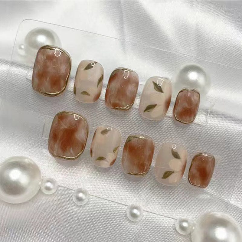 Handmade Camellia Wearing Nail Art Fake Nails Removable BENNYS
