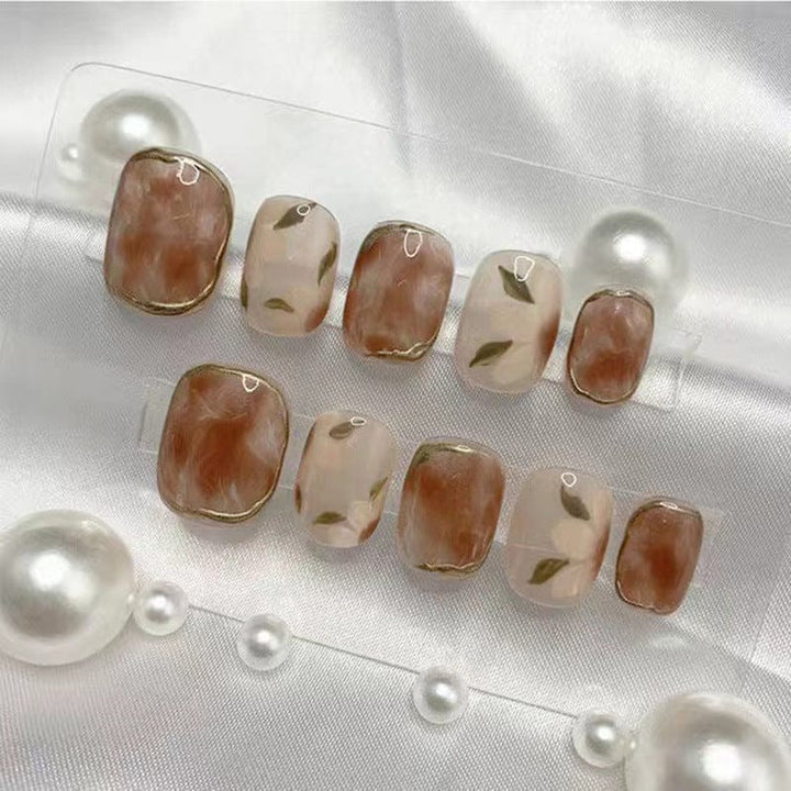 Handmade Camellia Wearing Nail Art Fake Nails Removable BENNYS