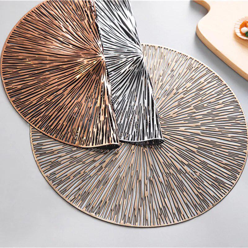 Round Hollow PVC Placemats For Kitchen Dinning Table Mat Insulation Pads Drink Coffee Cup Coasters Hotel Restaurant Home Decor-Arlik interiors