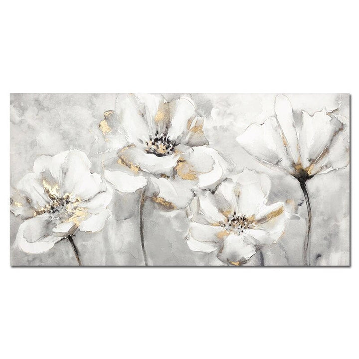 Hogar Poster Prints Canvas Painting White and Golden Modern Flower Pictures Wall Art For Office Room Cuadros Home Decor Pictures-Arlik interiors