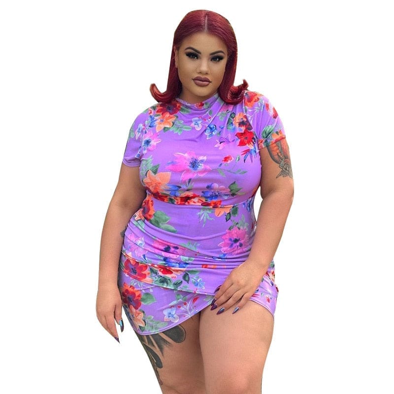 purple plus size mini dress Plus Size Moni Fitted Mini Dress