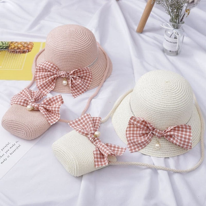 Kids Girls Large Wide Brim Straw Woven Sun Protection Beach Hat BENNYS