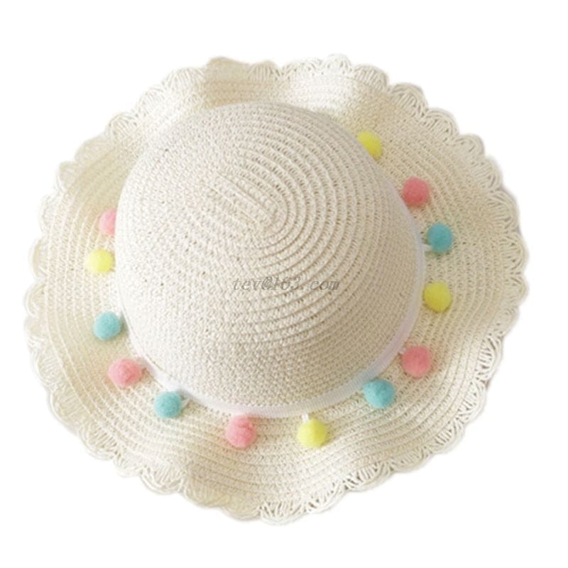 Kids Girls Large Wide Brim Straw Woven Sun Protection Beach Hat BENNYS