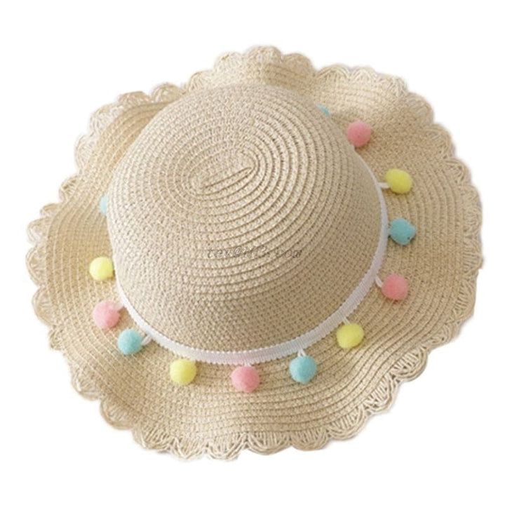 Kids Girls Large Wide Brim Straw Woven Sun Protection Beach Hat BENNYS