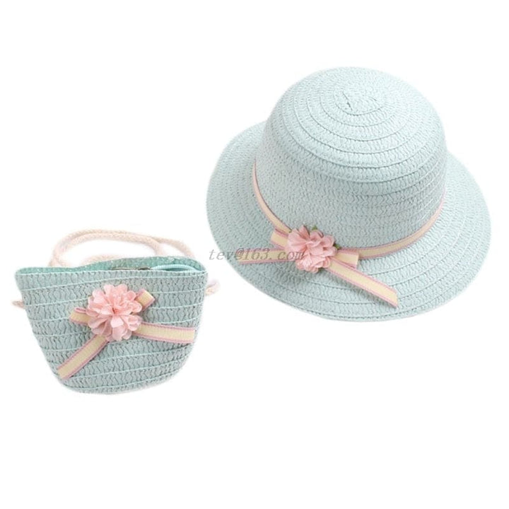 Kids Girls Large Wide Brim Straw Woven Sun Protection Beach Hat BENNYS