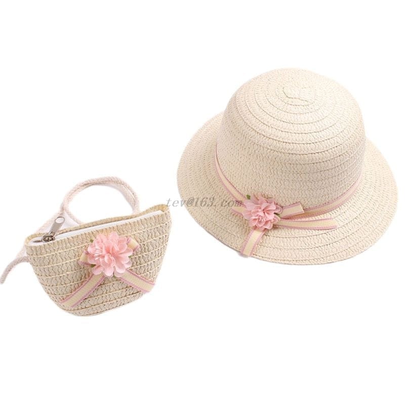 Kids Girls Large Wide Brim Straw Woven Sun Protection Beach Hat BENNYS