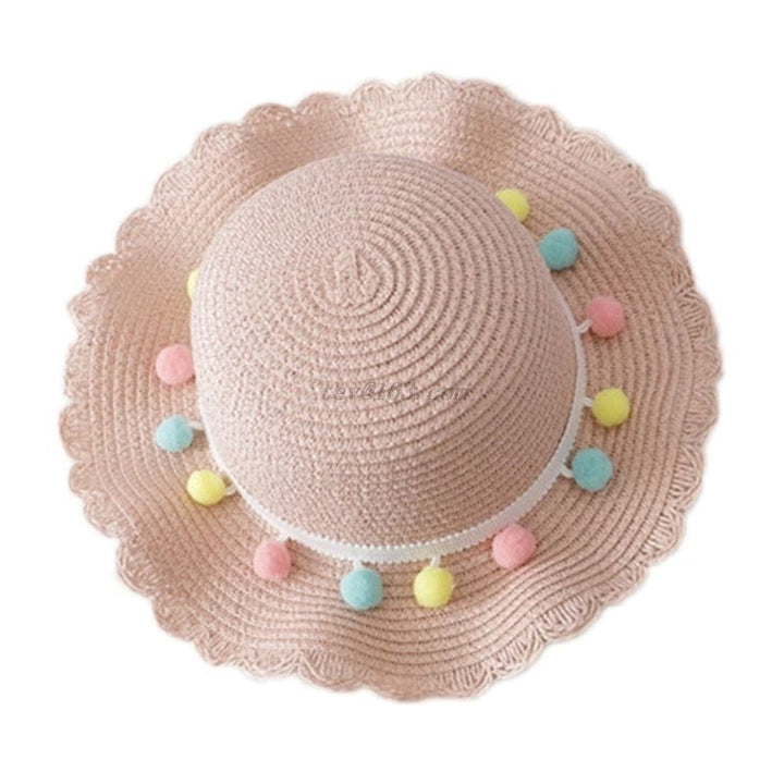 Kids Girls Large Wide Brim Straw Woven Sun Protection Beach Hat BENNYS