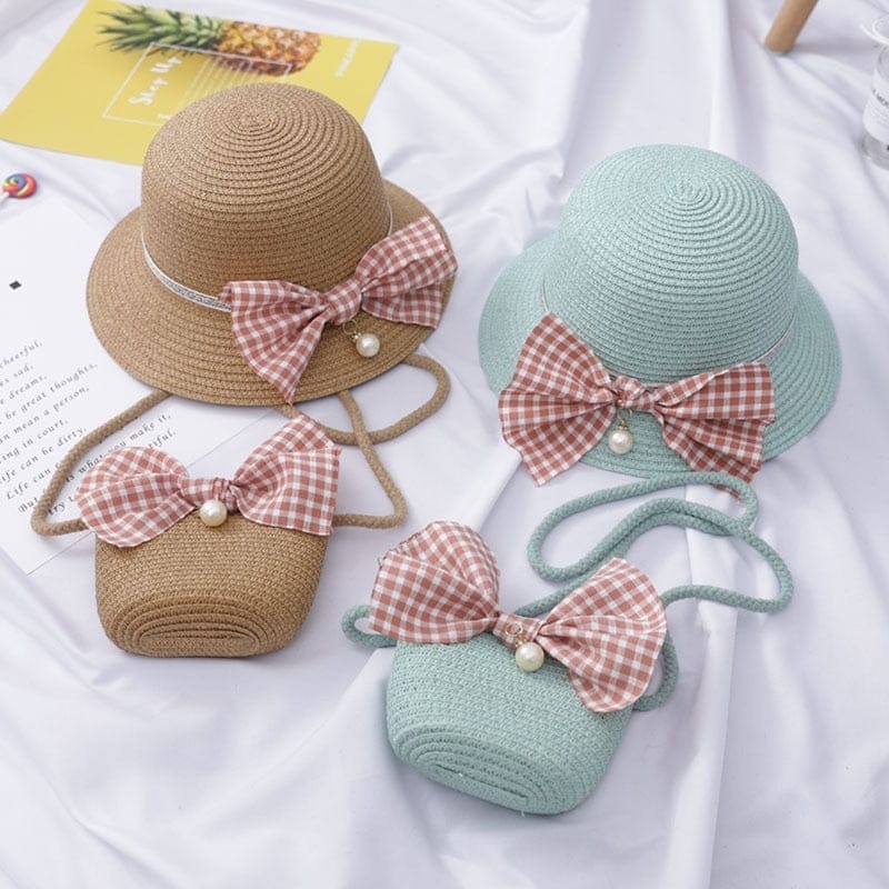 Kids Girls Large Wide Brim Straw Woven Sun Protection Beach Hat BENNYS