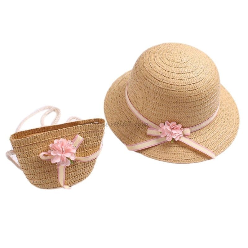 Kids Girls Large Wide Brim Straw Woven Sun Protection Beach Hat BENNYS
