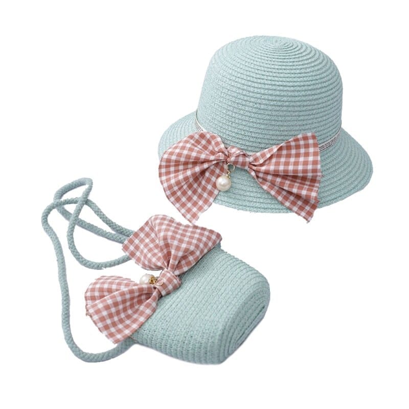 Kids Girls Large Wide Brim Straw Woven Sun Protection Beach Hat BENNYS