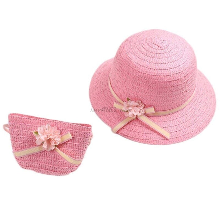 Kids Girls Large Wide Brim Straw Woven Sun Protection Beach Hat BENNYS