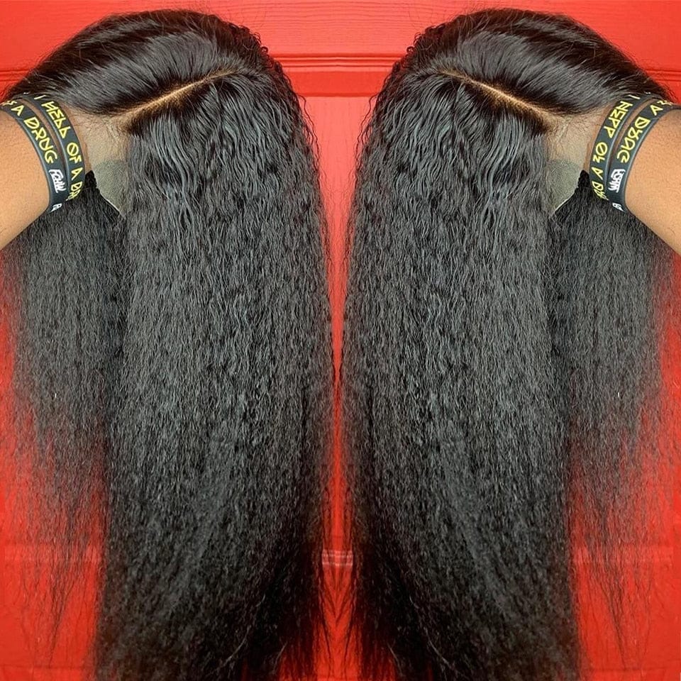 Lace front human outlet hair yaki wigs