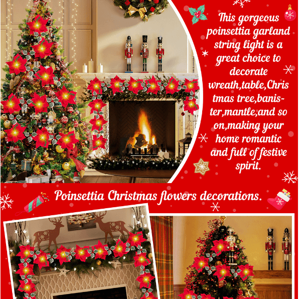 Led First Grade Christmas Lights With Red Flowers And Red Fruits For Home Decor BENNYS
