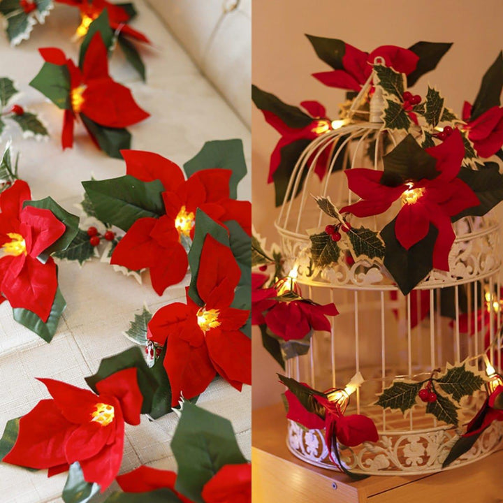 Led First Grade Christmas Lights With Red Flowers And Red Fruits For Home Decor BENNYS