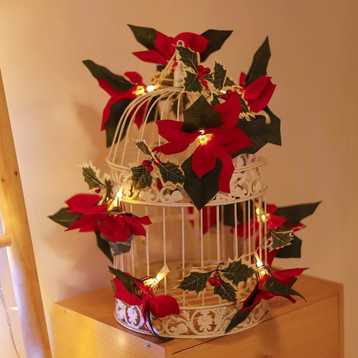 Led First Grade Christmas Lights With Red Flowers And Red Fruits For Home Decor BENNYS