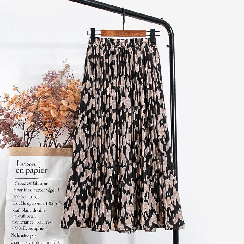 Pleated leopard discount maxi skirt