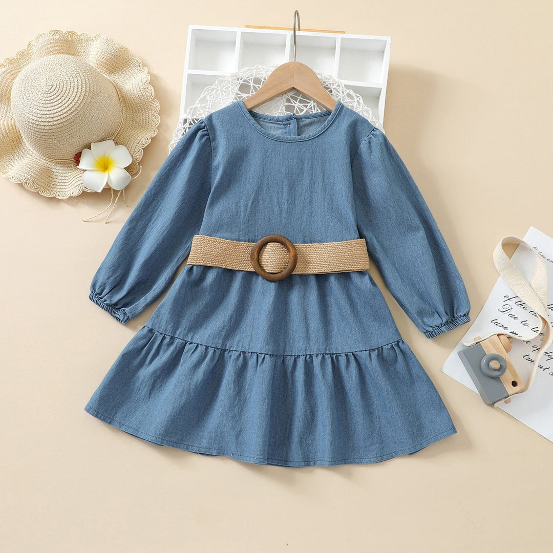 Long Sleeve Denim Princess Dress With Belt BENNYS