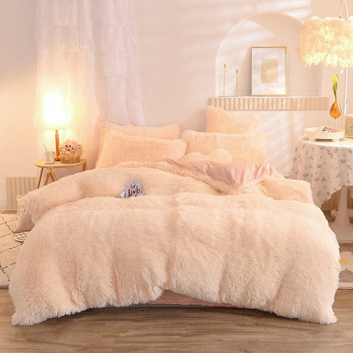 Luxury Thick Fleece Duvet Cover Queen King Winter Warm Bed Quilt Cover Pillowcase Fluffy Plush Shaggy Bedclothes Bedding Set Winter Body Keep Warm BENNYS