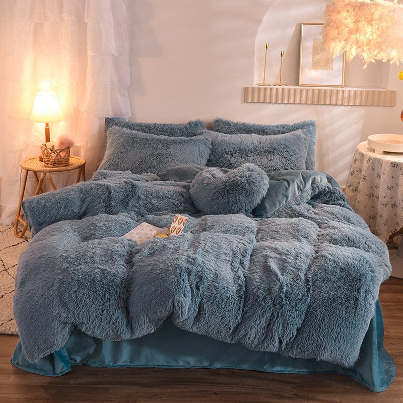 Luxury Thick Fleece Duvet Cover Queen King Winter Warm Bed Quilt Cover Pillowcase Fluffy Plush Shaggy Bedclothes Bedding Set Winter Body Keep Warm BENNYS