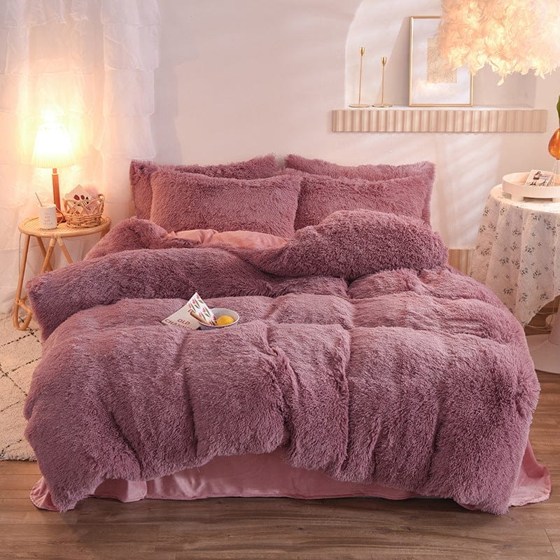 Luxury Thick Fleece Duvet Cover Queen King Winter Warm Bed Quilt Cover Pillowcase Fluffy Plush Shaggy Bedclothes Bedding Set Winter Body Keep Warm BENNYS