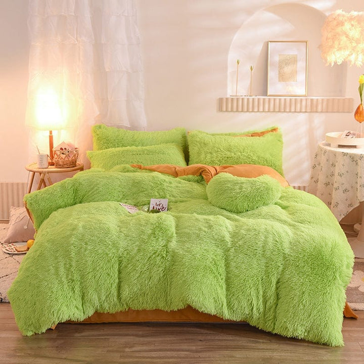 Luxury Thick Fleece Duvet Cover Queen King Winter Warm Bed Quilt Cover Pillowcase Fluffy Plush Shaggy Bedclothes Bedding Set Winter Body Keep Warm BENNYS