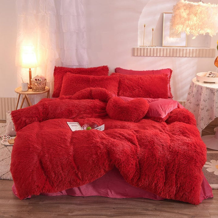 Luxury Thick Fleece Duvet Cover Queen King Winter Warm Bed Quilt Cover Pillowcase Fluffy Plush Shaggy Bedclothes Bedding Set Winter Body Keep Warm BENNYS
