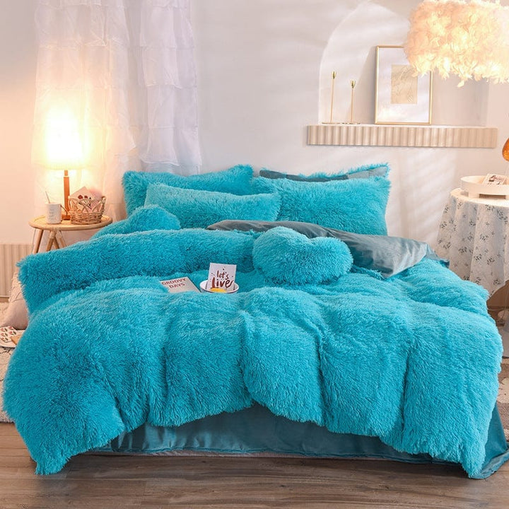 Luxury Thick Fleece Duvet Cover Queen King Winter Warm Bed Quilt Cover Pillowcase Fluffy Plush Shaggy Bedclothes Bedding Set Winter Body Keep Warm BENNYS