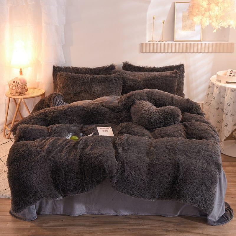 Luxury Thick Fleece Duvet Cover Queen King Winter Warm Bed Quilt Cover Pillowcase Fluffy Plush Shaggy Bedclothes Bedding Set Winter Body Keep Warm BENNYS