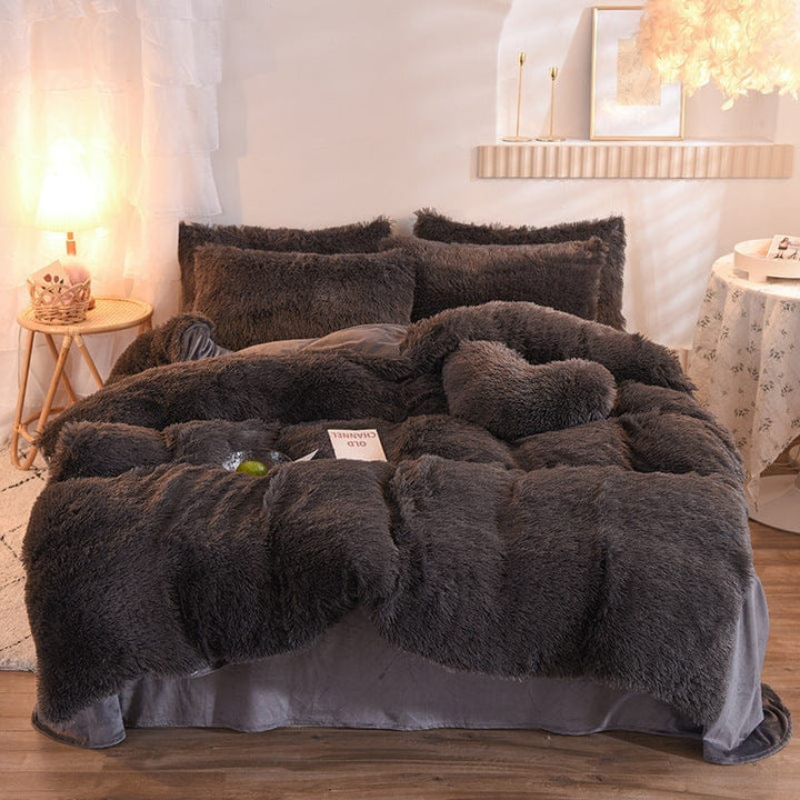 Luxury Thick Fleece Duvet Cover Queen King Winter Warm Bed Quilt Cover Pillowcase Fluffy Plush Shaggy Bedclothes Bedding Set Winter Body Keep Warm BENNYS