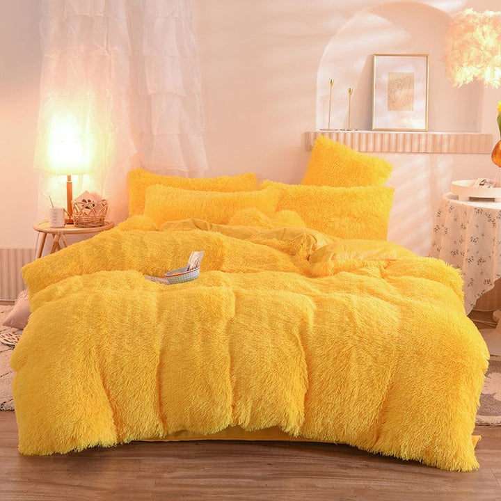 Luxury Thick Fleece Duvet Cover Queen King Winter Warm Bed Quilt Cover Pillowcase Fluffy Plush Shaggy Bedclothes Bedding Set Winter Body Keep Warm BENNYS