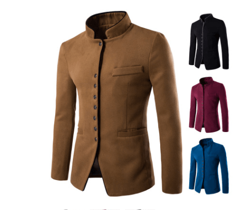 Men Jacket - Men Wool Single - Breasted Collar Tunic - Casual Jacket BENNYS
