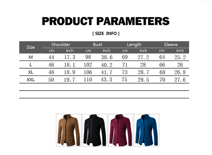 Men Jacket - Men Wool Single - Breasted Collar Tunic - Casual Jacket BENNYS