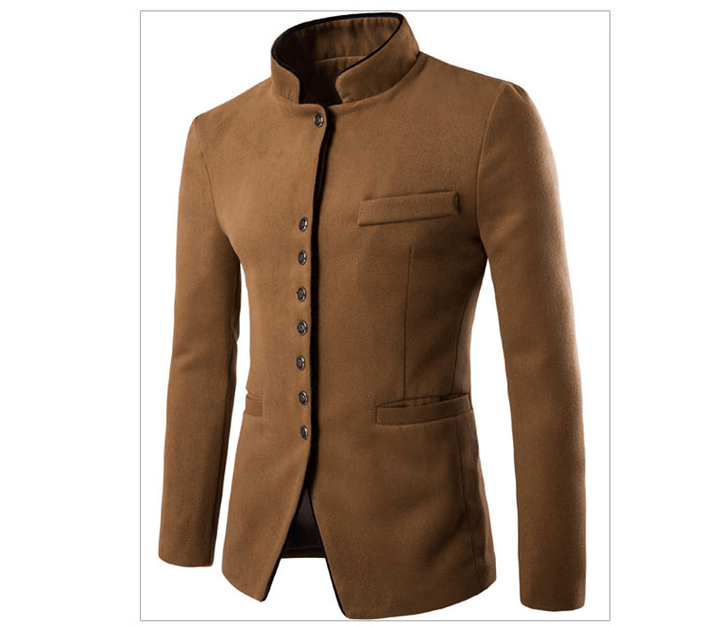 Men Jacket - Men Wool Single - Breasted Collar Tunic - Casual Jacket BENNYS
