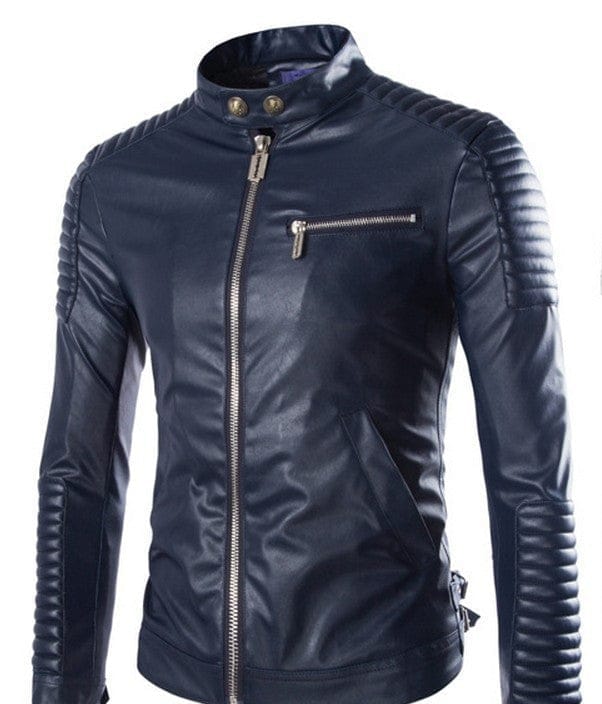 Men's Solid Color Leather Jacket Motorcycle Leather Jacket Men's BENNYS