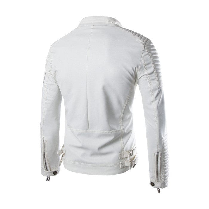 Men's Solid Color Leather Jacket Motorcycle Leather Jacket Men's BENNYS