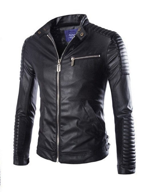 Men's Solid Color Leather Jacket Motorcycle Leather Jacket Men's BENNYS