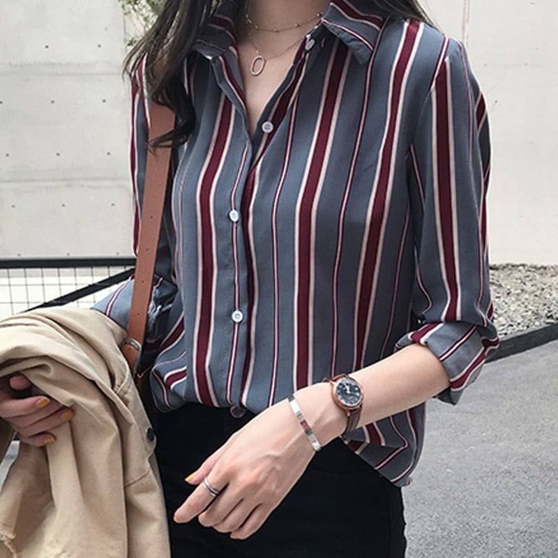 NEW fashion striped blouse shirt 3XL casual women tops – Bennys Beauty World