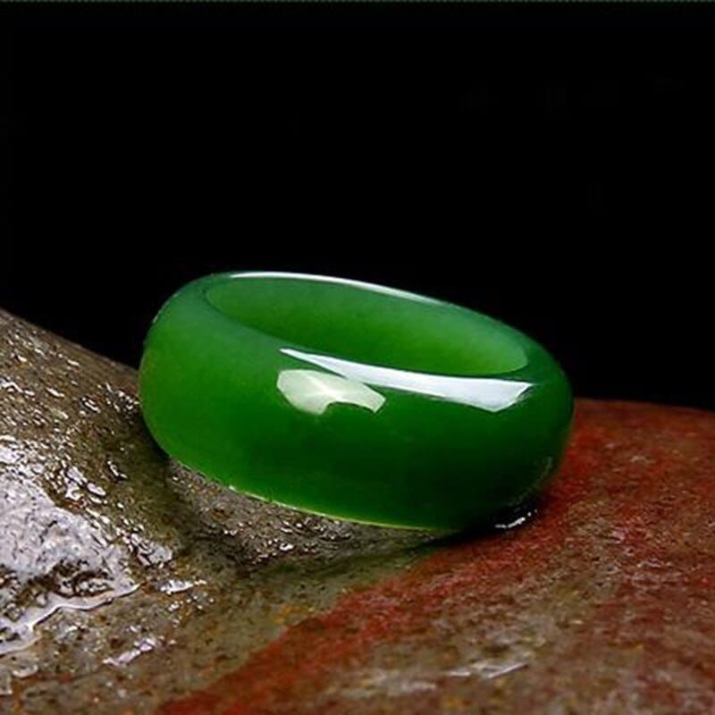 Natural Green Hattian Jade Ring Fashion Charm Jewelry  for Women Men BENNYS