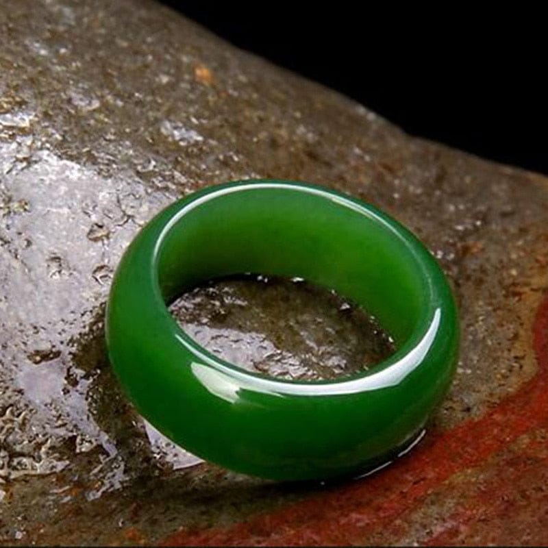 Natural Green Hattian Jade Ring Fashion Charm Jewelry  for Women Men BENNYS