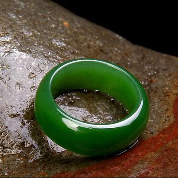 Natural Green Hattian Jade Ring Fashion Charm Jewelry  for Women Men BENNYS