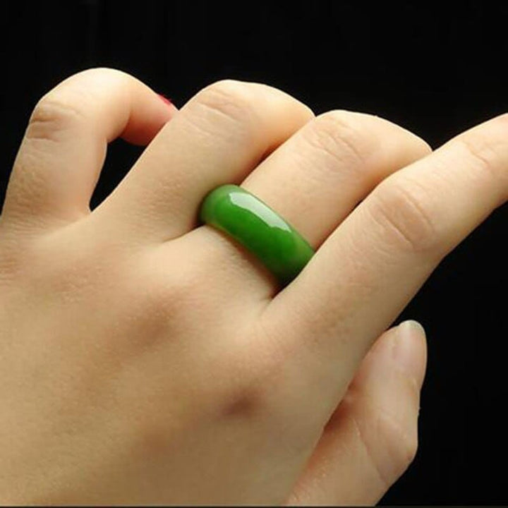 Natural Green Hattian Jade Ring Fashion Charm Jewelry  for Women Men BENNYS