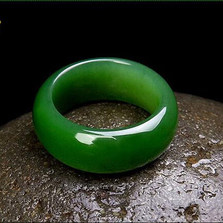 Natural Green Hattian Jade Ring Fashion Charm Jewelry  for Women Men BENNYS