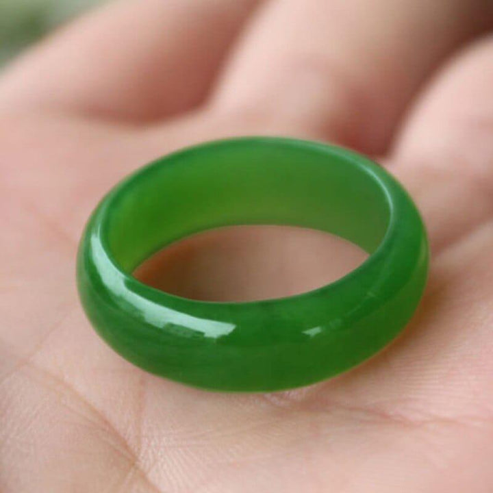 Natural Green Hattian Jade Ring Fashion Charm Jewelry  for Women Men BENNYS