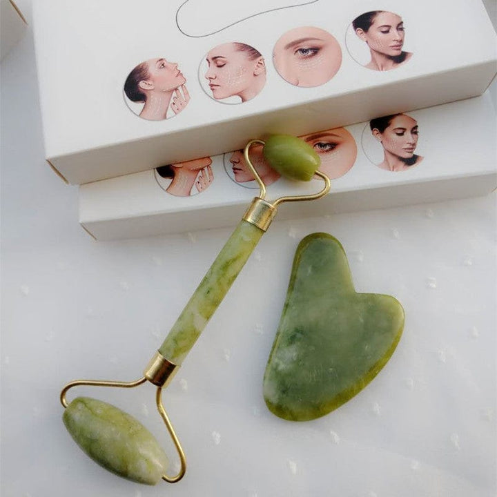 Natural Powder Crystal Jade Roller Beauty Face-lifting Double-head Massager BENNYS