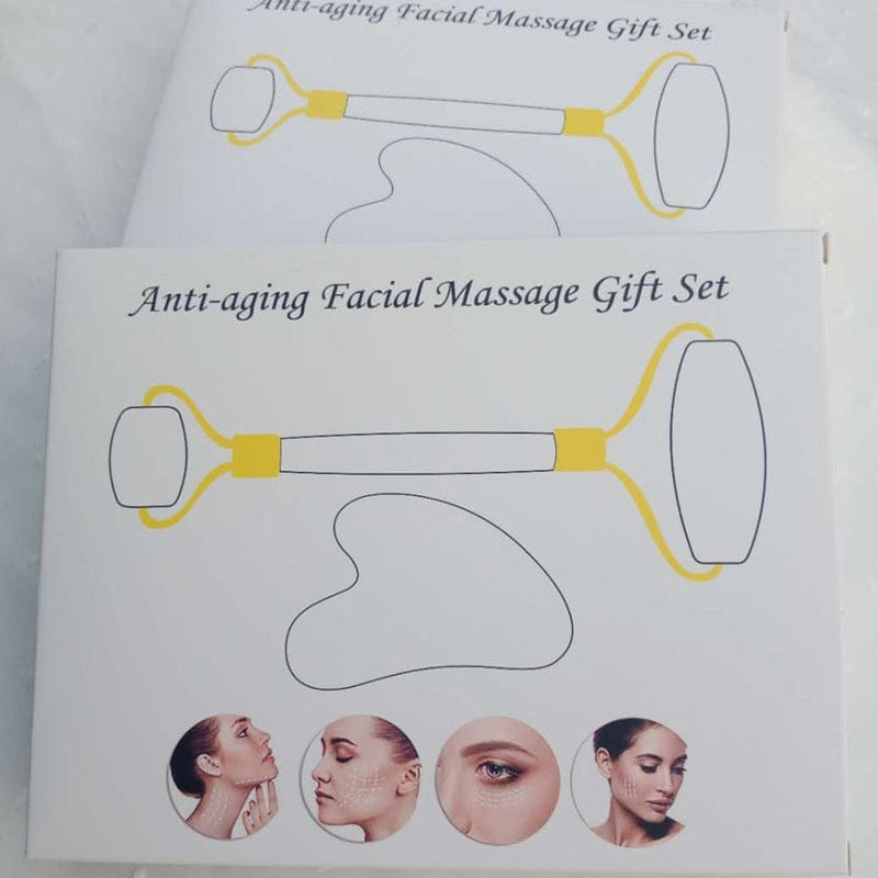 Natural Powder Crystal Jade Roller Beauty Face-lifting Double-head Massager BENNYS